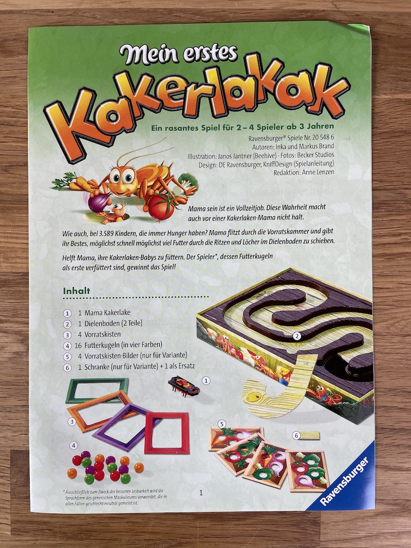 von Mein - Gesellschaftsspiele Spielanleitungen - Kakerlakak\