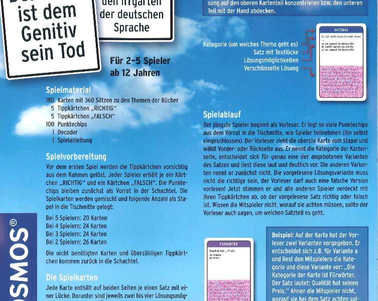 Dativ Ist Des Genitivs Tod ᐅ Der Dativ ist dem Genitiv sein Tod - Spielregeln & Spielanleitungen