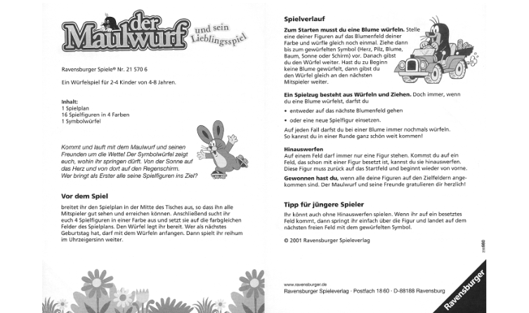 Der Maulwurf Und Sein Lieblingsspiel Spielanleitung Der Maulwurf Und Sein Lieblingsspiel Spielanleitung