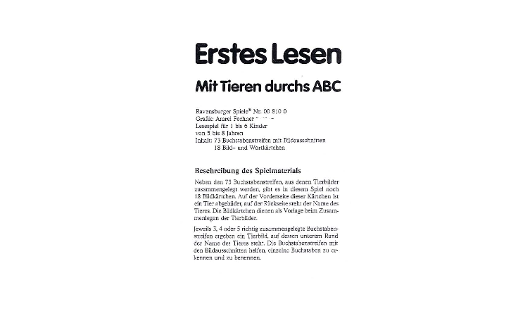 Erstes lesen - Mit Tieren durchs ABC