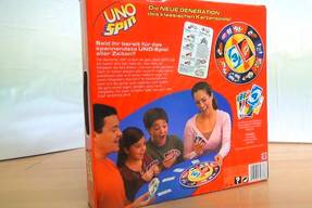 Uno Spin Spielkarton Rückseite