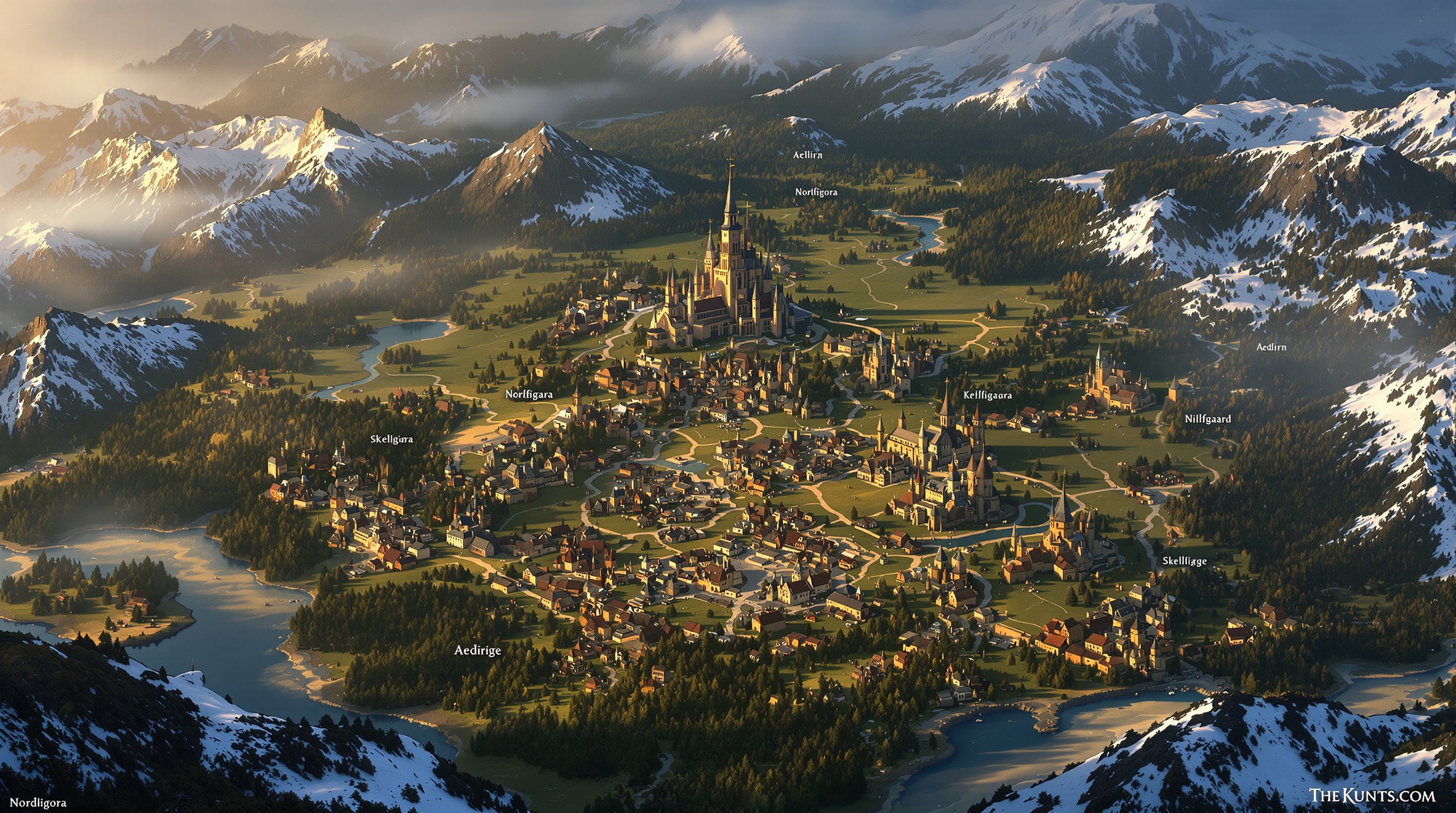 Karte von Nordligora mit verschiedenen Zauntta und Festungen